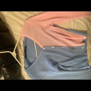 ASOS color block blue and pink sweater